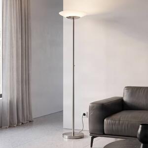 Lindby Ragna LED álló világítás, nikkel, fém, dimmelhető, dimmelhető, Alu / szürke / cink, Nappali / Étkező, Üveg, Modern