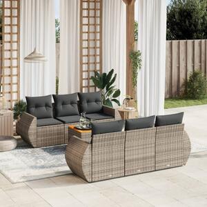 7 részes szürke polyrattan kerti ülőgarnitúra párnákkal
