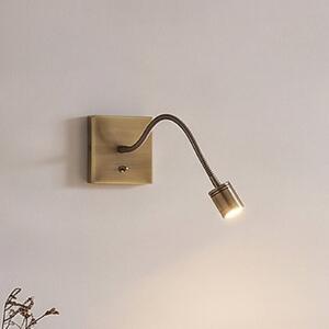 Lindby LED fali lámpa Mayar, 2, sárgaréz, olvasólámpa, 11 cm, Bronz / antik sárgaréz, Hálószoba, fém, Modern