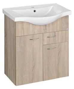 Aqualine Aqualine, KERAMIA FRESH mosdó szekrény 60x74x33,7cm, platina tölgy, 50066