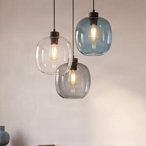 TK Lighting Elio függőlámpa, üveg, kék/tiszta/szürke, Ø 52 cm, 3 lámpás, dimmelhető, Tiszta / átlátszó, Nappali / Étkező, Üveg, Modern