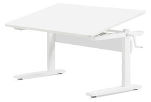 Állítható magasságú asztal, dönthető lappal, fehér