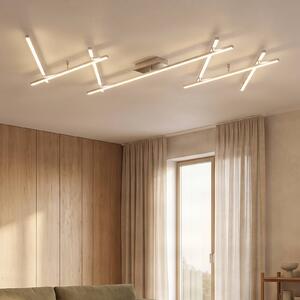Lindby LED mennyezeti lámpa Kerem, 345 cm, nikkel színű, fém, dimmelhető, Alu / szürke / cink, Nappali / Étkező, fém, Modern