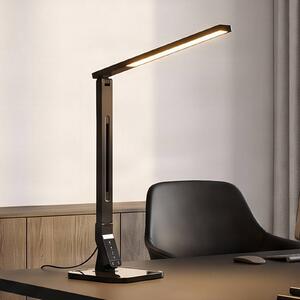 Lindby LED asztali lámpa Eleni, fekete, CCT, dimmelhető, dimmelhető, Fekete, Dolgozószoba / Iroda, Műanyag, Modern