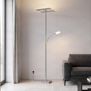 Lucande LED álló világítás Parthena, nikkel, fém, 180 cm, dimmelhető, Alu / szürke / cink, Nappali / Étkező, fém, Modern