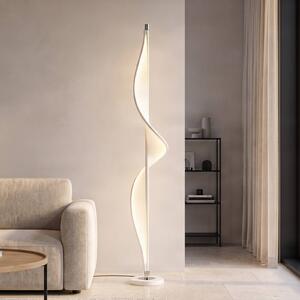 Lucande LED állólámpa Edano, 154 cm, fehér, textil, fényerőszabályzóval,, dimmelhető, Fehér / opál, Nappali / Étkező, Textil / szövet / selyem, Modern
