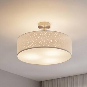 Lindby mennyezeti lámpa Umma, távolság, fehér, szövet, Ø 50 cm, E27, dimmelhető, Fehér / opál, Nappali / Étkező, Textil / szövet / selyem, Modern