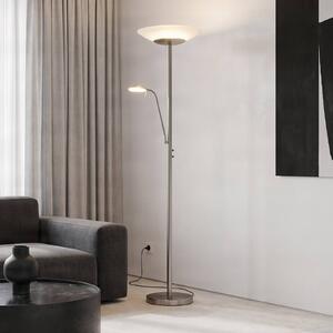 Lindby Ragna LED álló világítás, olvasólámpa, nikkel, dimmelhető, dimmelhető, Nappali / Étkező, fém, Modern