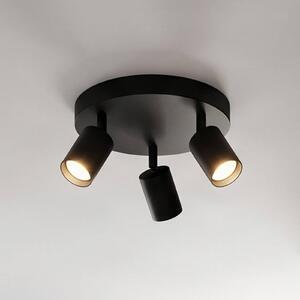 Arcchio Brinja spotlámpa, fekete, kerek, Ø 6 cm, 3 izzós, GU10, dimmelhető, Fekete, Folyosó, Alumínium, Modern