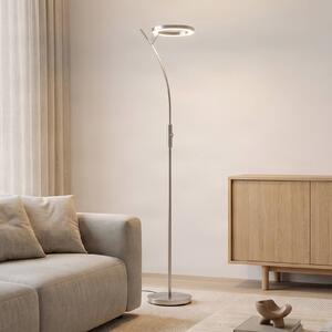 Lindby Darion LED állólámpa, szürke, fém, fényerőszabályzó, 180cm, dimmelhető, Alu / szürke / cink, Nappali / Étkező, fém, Modern