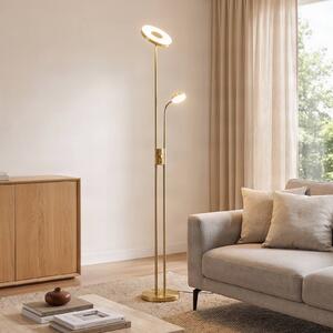 Lindby Seppa LED álló világítás, kerek, sárgaréz, fém, 180 cm, dimmelhető, Sárgaréz / arany, Nappali / Étkező, fém, Modern