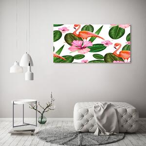 Akrilkép Flamingók és növények