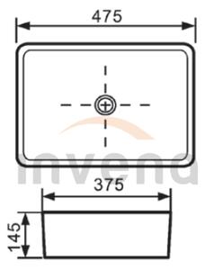 Invena Paros, kerámia munkalap mosogató 475x375x145 mm, fehér fényes, INV-CE-36-001-C