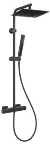 Invena Svart, Trend termosztatikus zuhanycsaptelep zuhanygarnitúrával Svart 25x25 cm, fekete matt, INV-AU-85-004-X