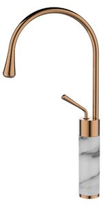 Invena Gabro, magas mosogató csaptelep, fehér-réz, INV-BU-33-W18-V