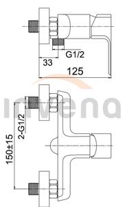Invena Nyks, fali zuhanycsaptelep, fényes króm, INV-BN-28-001-S