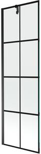 Mexen Next, kádparaván 1 szárny 60 x 150 cm, fix szárny, 6 mm átlátszó üveg fekete mintával, fekete profil, 895-060-000-00-77-70