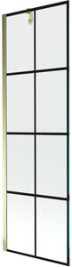 Mexen Next, kádparaván 1 szárny 60 x 150 cm, fix szárny, 6 mm átlátszó üveg fekete mintával, arany profil, 895-060-000-00-77-50