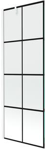 Mexen Next, kádparaván 1 szárny 70 x 150 cm, fix szárny, 6 mm átlátszó üveg fekete mintával, fehér profil, 895-070-000-00-77-20