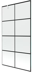 Mexen Next, kádparaván 1 szárny 100 x 150 cm, fix szárny, 6 mm átlátszó üveg fekete mintával, fehér profil, 895-100-000-00-77-20
