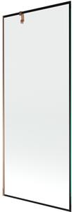 Mexen Next, kádparaván 1 szárny 80 x 150 cm, fix szárny, 6 mm átlátszó üveg fekete mintával, rózsa arany profil, 895-080-000-00-70-60