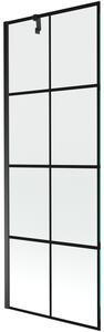 Mexen Next, kádparaván 1 szárny 70 x 150 cm, fix szárny, 6 mm átlátszó üveg fekete mintával, fekete profil, 895-070-000-00-77-70