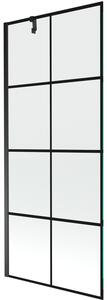 Mexen Next, kádparaván 1 szárny 80 x 150 cm, fix szárny, 6 mm átlátszó üveg fekete mintával, fekete profil, 895-080-000-00-77-70
