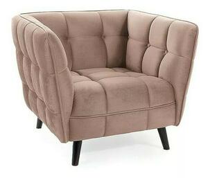 Castello Velvet Bársony Fotel Sötét Bézs Wenge Lábakkal