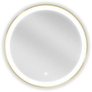 Mexen Esso kerek LED háttérvilágítású fürdőszobai tükör 60cm 6000K párásodásgátló fűtőbetét arany keret 9825-060-060-611-50