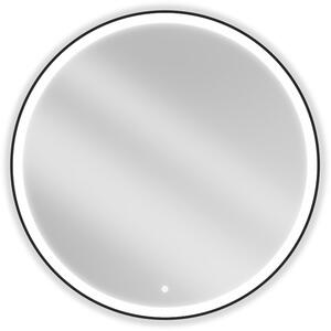 Mexen Esso kerek LED háttérvilágítású fürdőszobai tükör 100cm 6000K páramentes fűtőbetét fekete keret 9825-100-100-611-70