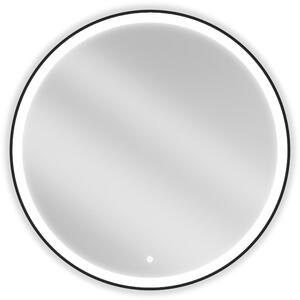 Mexen Esso kerek LED háttérvilágítású fürdőszobai tükör 90cm 6000K páramentes fűtőbetét fekete keret 9825-090-090-611-70