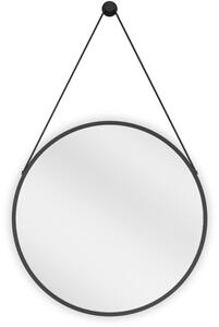 Mexen String, kerek fürdőszobai tükör csíkon 50 cm, keret színe fekete matt, 9854-050-050-000-70