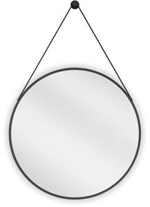 Mexen String, kerek fürdőszobai tükör csíkon 60 cm, keret színe fekete matt, 9854-060-060-000-70
