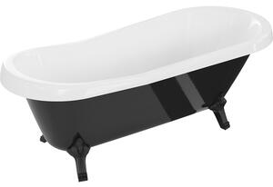 Mexen, Mexen Retro wanna wolnostojąca 170 x 75 cm, fehér/fekete, fekete lábak - 53251707575-70