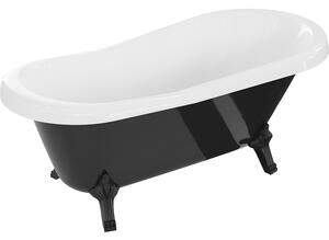Mexen, Mexen Retro wanna wolnostojąca 150 x 73 cm, fehér/fekete, fekete lábak - 53251507375-70