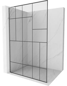 Mexen Kioto L, Walk-In zuhany paraván 80 x 200 cm, 8 mm átlátszó üveg fekete mintás, króm profil, 800-080-103-01-78