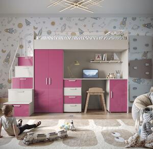 Gyerekágy Ruby IV S (kasmír + fényes rózsaszín) (ágyrácsokkal)