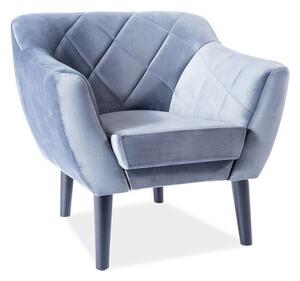 Karo Velvet Luxus Fotel Szürke Bársony Wenge Lábakkal