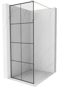 Mexen Kioto, Walk-In zuhany paraván 80 x 200 cm, 8 mm átlátszó üveg fekete mintás, csiszolt acél profil, 800-080-101-97-77
