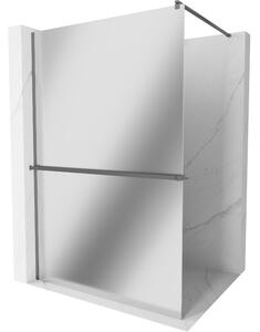 Mexen Kioto+, Walk-In zuhanyparaván polccal és akasztóval 80 x 200 cm, 8 mm tükörmintás üveg, grafit profil, 800-080-121-95-50