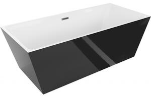 Mexen Lita, szabadon álló kád 170 x 75 cm, fehér-fekete, polírozott grafit túlfolyó, 52121707575-95