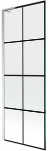 Mexen Next L, 1 szárnyú kádparaván 70 x 150 cm, 6mm átlátszó üveg-fekete mintás, króm profil, 895-070-000-03-77-01