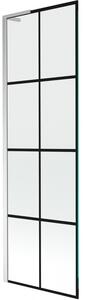 Mexen Next L, 1 szárnyú kádparaván 60 x 150 cm, 6mm átlátszó üveg-fekete mintás, króm profil, 895-060-000-03-77-01