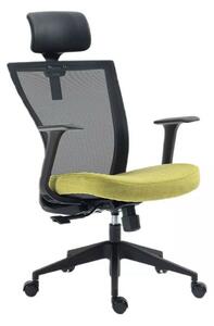 Q-328H Ergonomikus Hálós Forgószék Zöld-Fekete Állítható Fejtámlával
