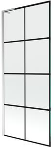 Mexen Next L, 1 szárnyas kádparaván 80 x 150 cm, 6mm átlátszó üveg-fekete mintás, króm profil, 895-080-000-03-77-01