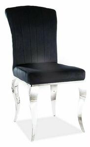 Prince Velvet Krómi Bársony étkezőszék Fekete Elegáns