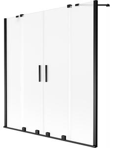 Mexen, Mexen Velar Duo 2 szárnyú eltolható kádparaván 160 x 150 cm, fagyos, fekete - 896-160-000-32-70