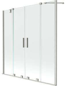 Mexen Velar Duo, csúszó 2 szárnyas kádparaván 140x150 cm, 8mm átlátszó üveg, szálcsiszolt nikkel, 896-140-000-02-97