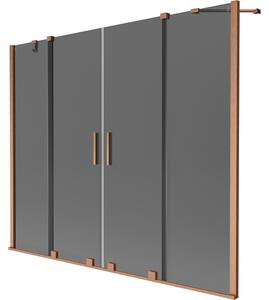 Mexen Velar Duo, 2 szárnyas eltolható kádparaván 180 x 150 cm, 8mm szürke üveg, rézmatt, 896-180-000-42-65