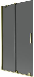 Mexen Velar, 2 szárnyas eltolható kádparaván 100 x 150 cm, 8mm szürke üveg, arany fényes, 896-100-000-41-50